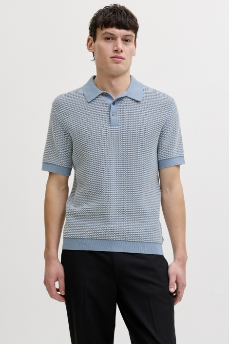 Jack & Jones blauwe heren polo | Model vooraanzicht