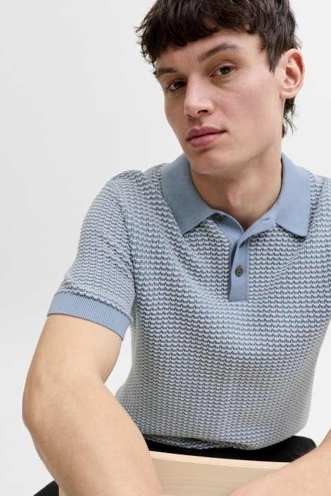 Jack & Jones blauwe heren polo | Model vooraanzicht