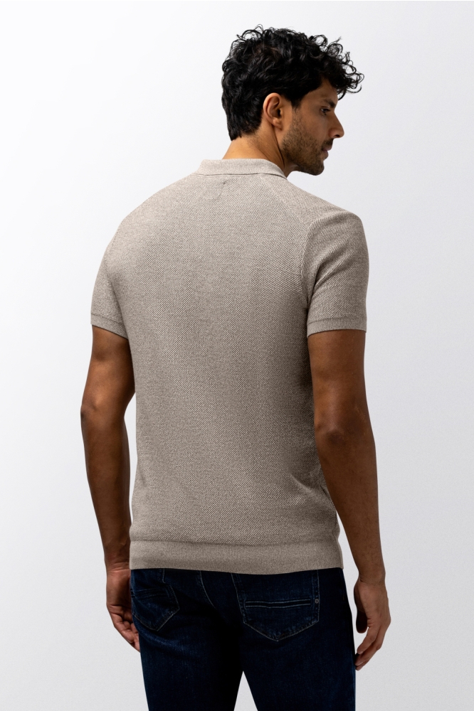 State of Art beige heren polo | Model achteraanzicht