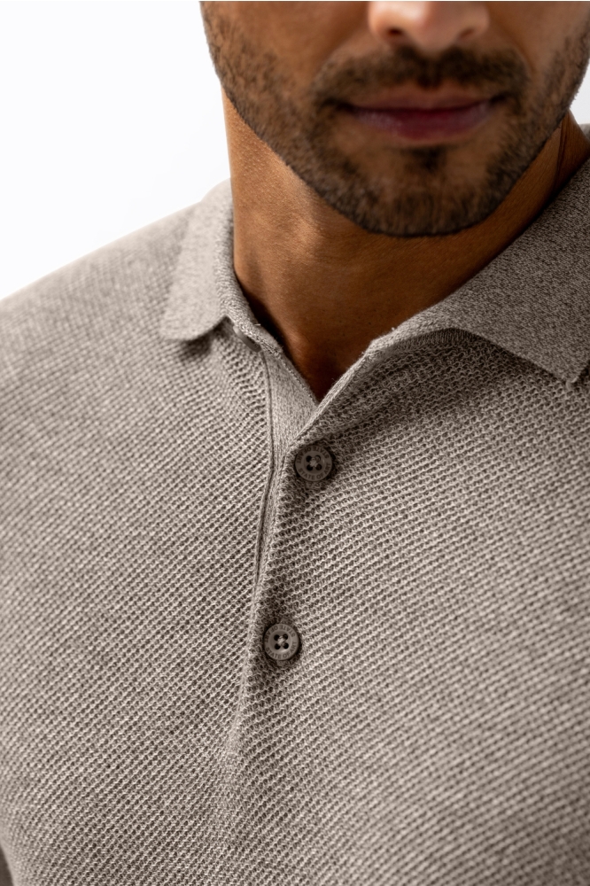 State of Art beige heren polo | Close up