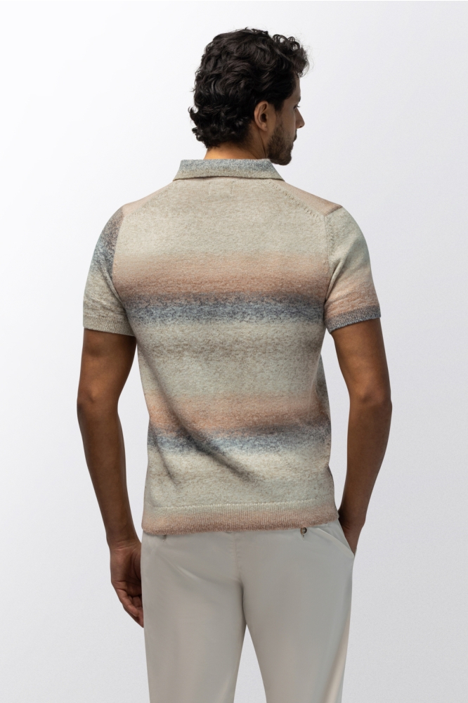 State of Art beige heren polo | Model achteraanzicht