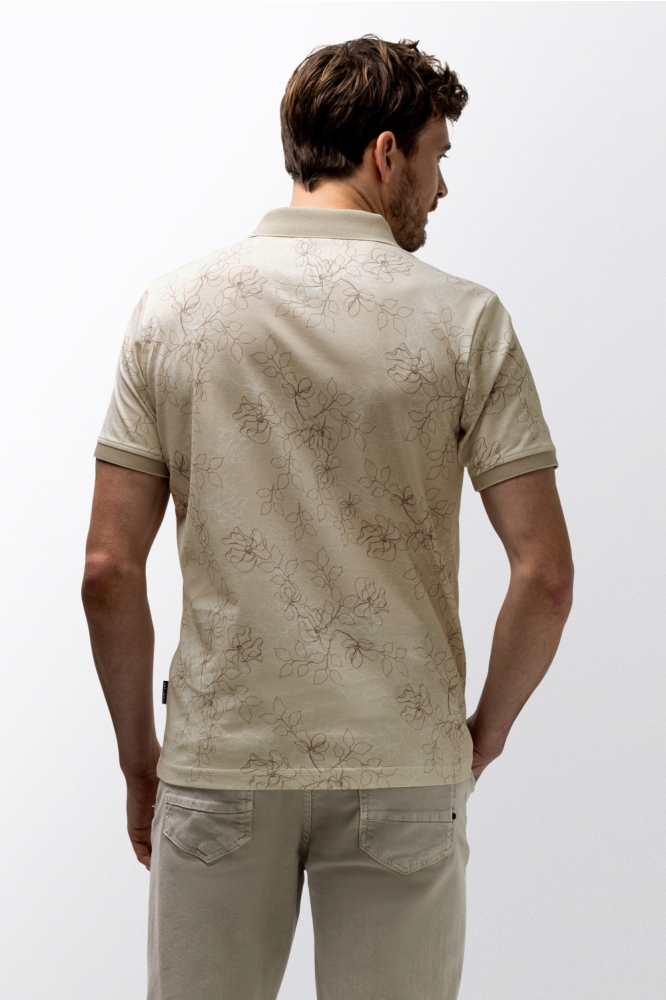 State of Art beige heren polo | Model achteraanzicht