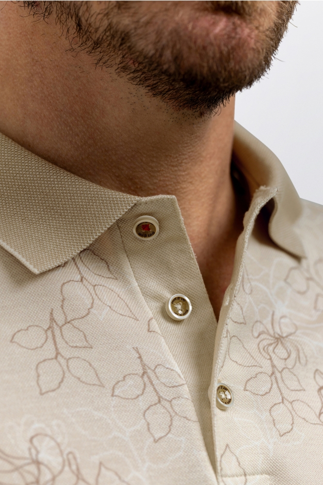 State of Art beige heren polo | Close up