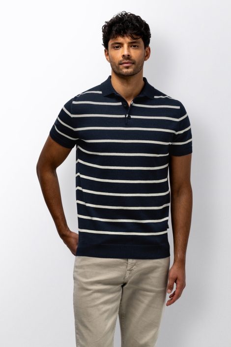 State of Art blauwe heren polo | Model vooraanzicht