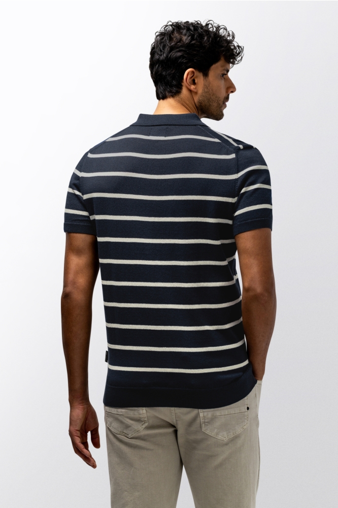 State of Art blauwe heren polo | Model achteraanzicht