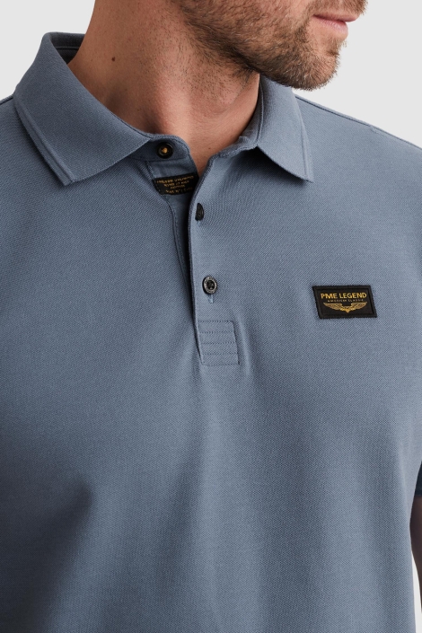 PME legend blauwe heren polo | Close up