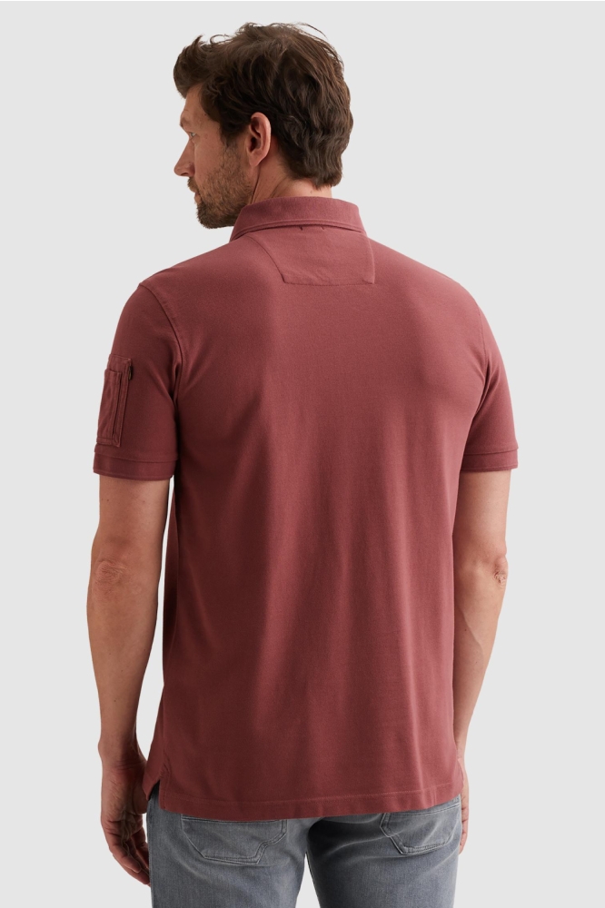 PME legend bordeaux heren polo | Model achteraanzicht