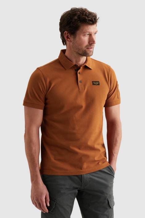 PME legend oranje heren polo | Model vooraanzicht