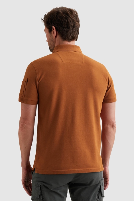 PME legend cognac heren polo | Model achteraanzicht