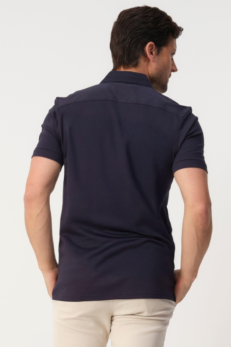 Campbell blauwe heren overhemd | Model achteraanzicht