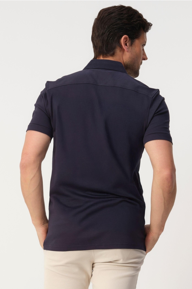 Campbell blauwe heren overhemd | Model achteraanzicht