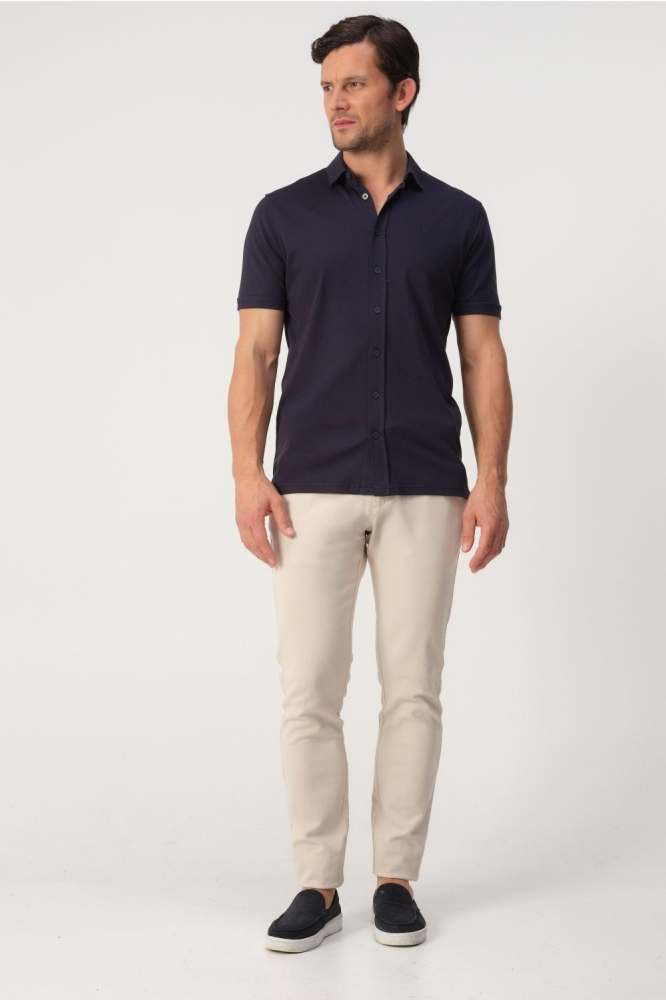 Campbell blauwe heren overhemd | Model