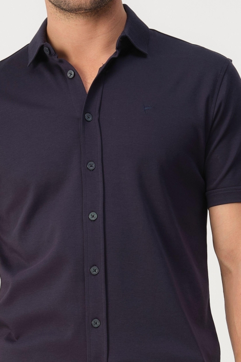 Campbell blauwe heren overhemd | Close up