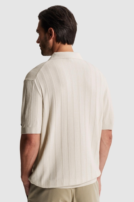 Cast Iron ecru heren polo | Model achteraanzicht