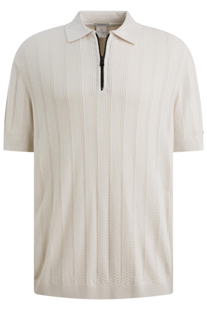 Cast Iron ecru heren polo | Vooraanzicht