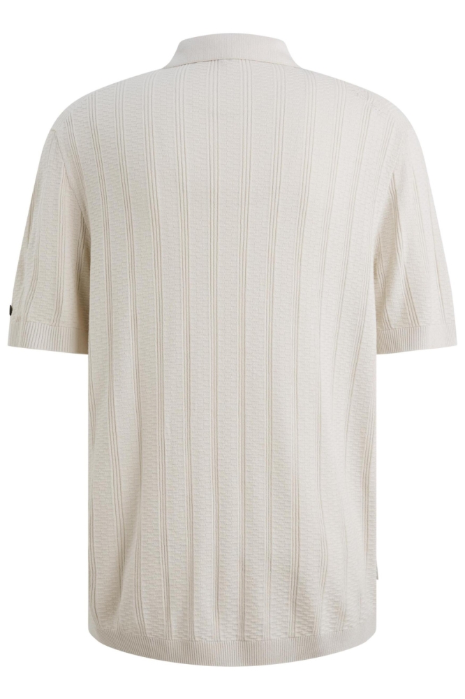 Cast Iron ecru heren polo | Achteraanzicht