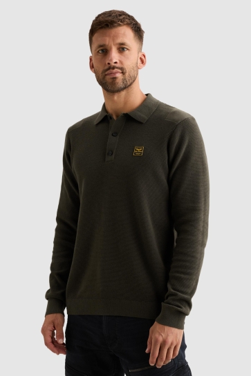 PME legend long sleeve polo structure knit Groen
