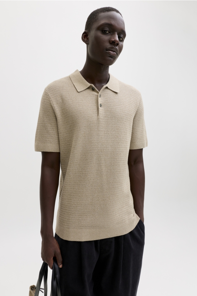 Jack & Jones beige heren polo | Model vooraanzicht