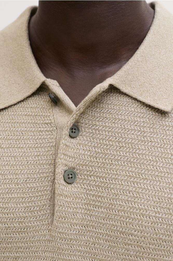Jack & Jones beige heren polo | Close up