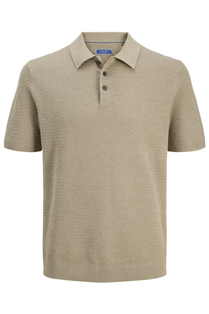 Jack & Jones beige heren polo | Vooraanzicht