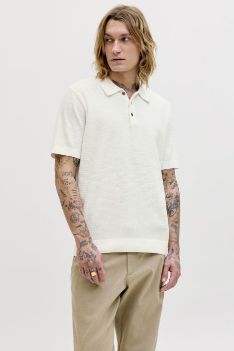 Jack & Jones witte heren polo | Model vooraanzicht