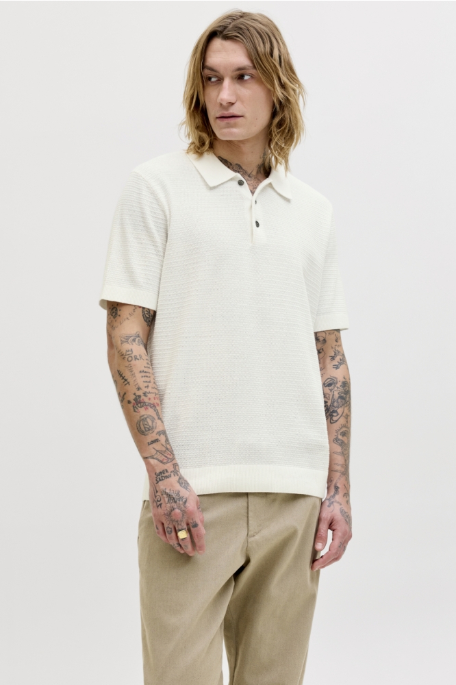 Jack & Jones witte heren polo | Model vooraanzicht