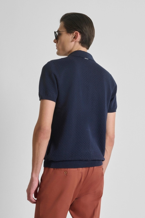 Antony Morato blauwe heren polo | Model achteraanzicht