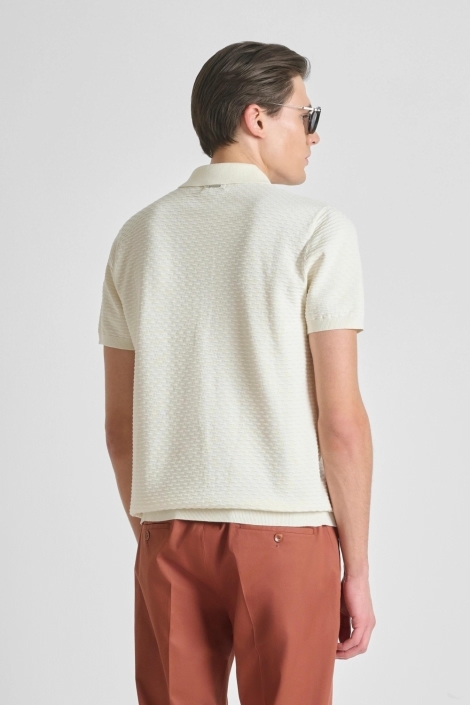 Antony Morato beige heren polo | Model achteraanzicht