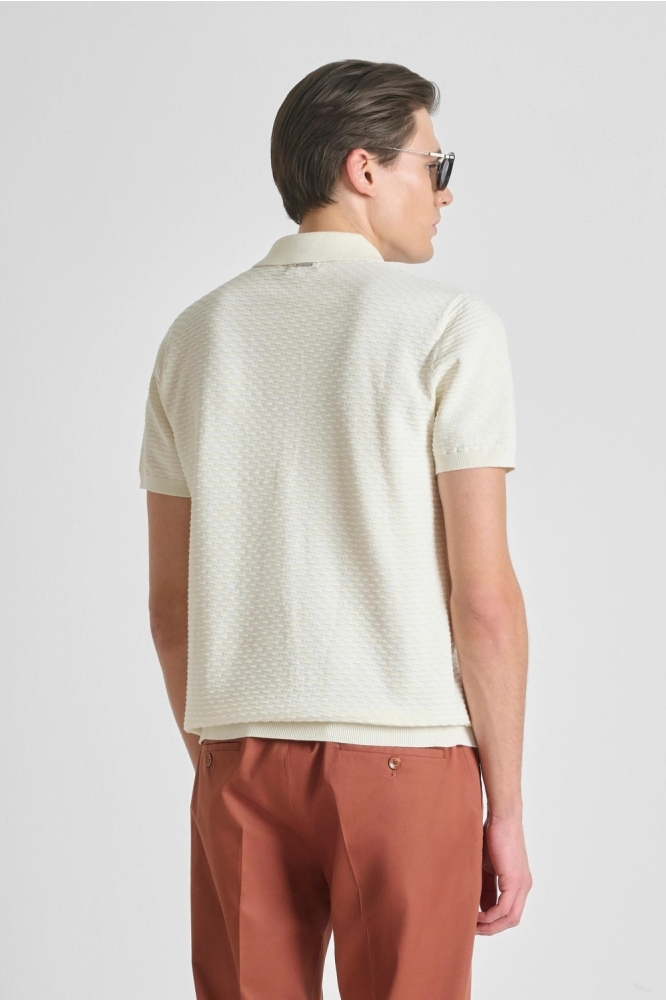 Antony Morato beige heren polo | Model achteraanzicht