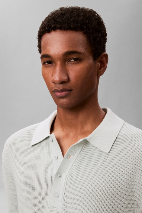 Calvin Klein groene heren polo | Close up