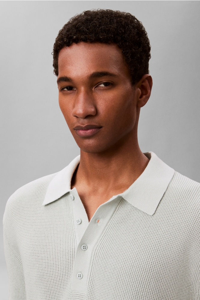 Calvin Klein groene heren polo | Close up