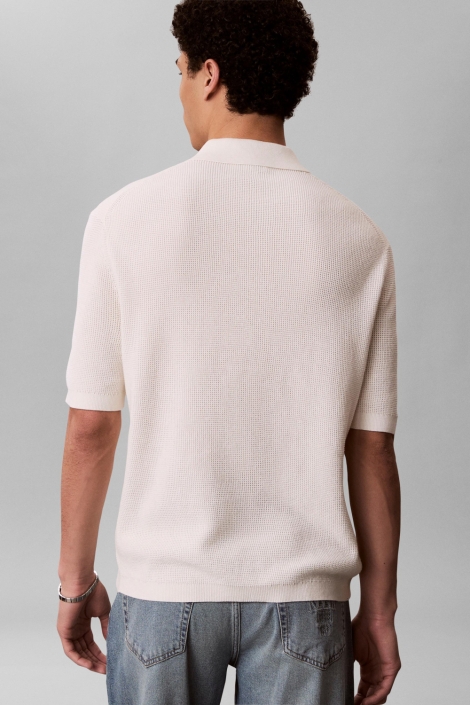 Calvin Klein beige heren polo | Model achteraanzicht