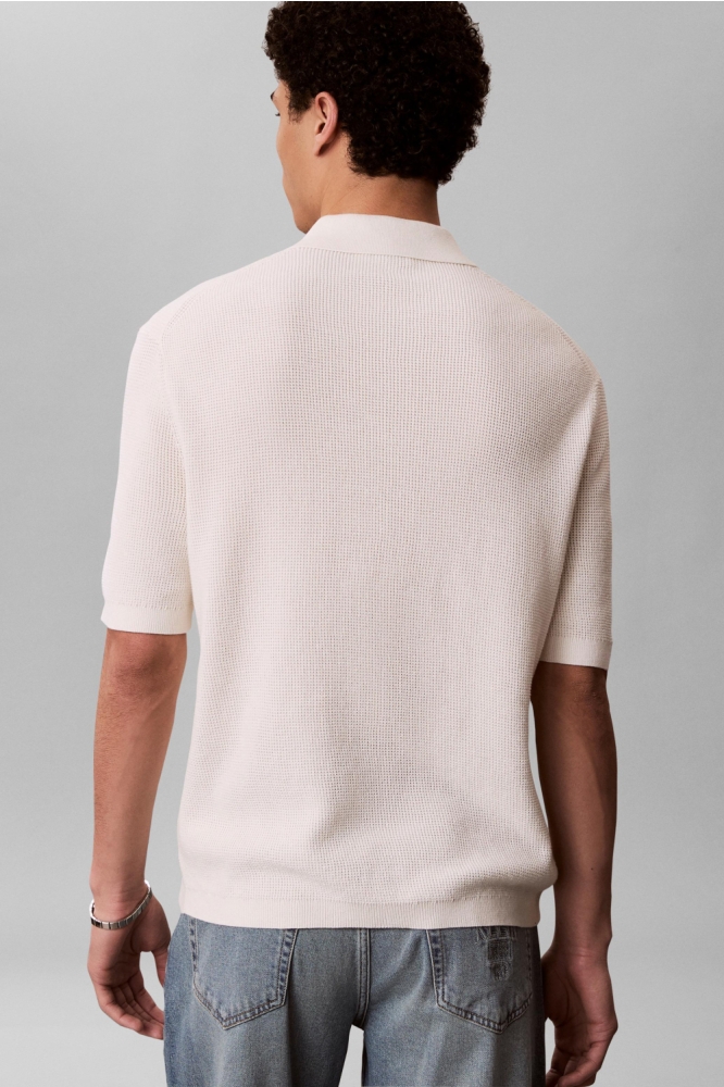 Calvin Klein beige heren polo | Model achteraanzicht