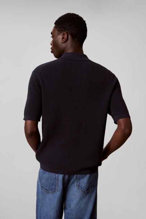 Calvin Klein blauwe heren polo | Model achteraanzicht