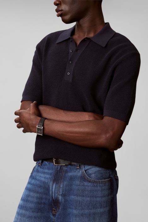 Calvin Klein blauwe heren polo | Model vooraanzicht