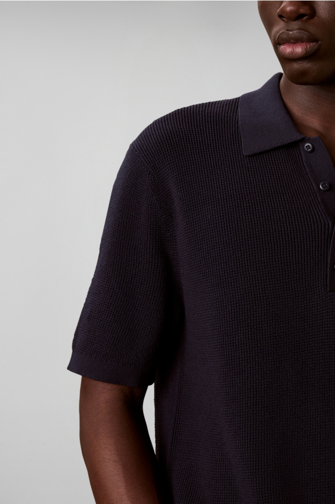 Calvin Klein blauwe heren polo | Close up