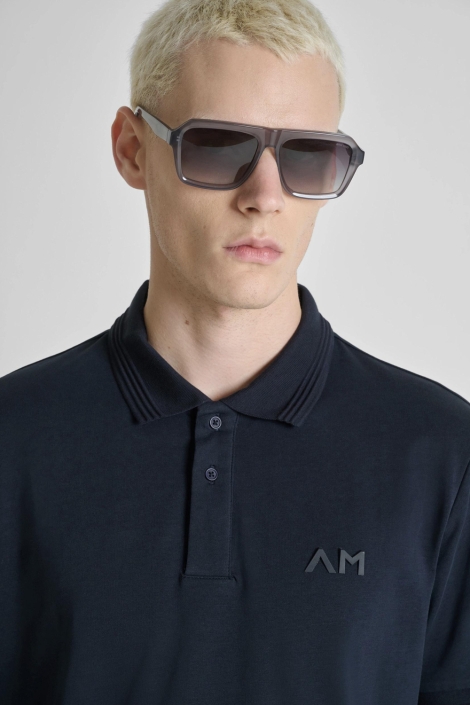 Antony Morato blauwe heren polo | Close up