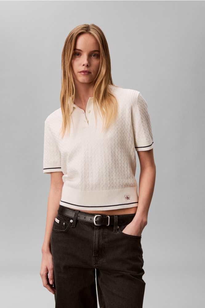 Calvin Klein beige dames t-shirt | Model vooraanzicht