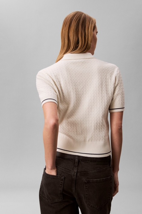 Calvin Klein beige dames t-shirt | Model achteraanzicht