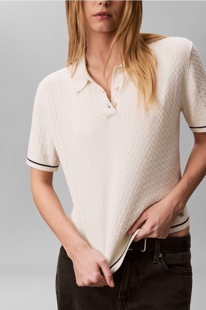 Calvin Klein beige dames t-shirt | Model vooraanzicht