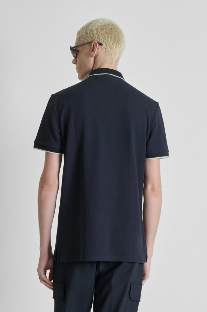 Antony Morato blauwe heren polo | Model achteraanzicht