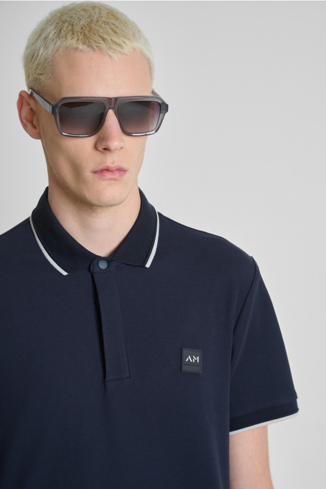 Antony Morato blauwe heren polo | Close up