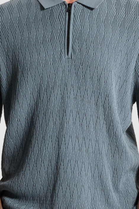 Cast Iron blauwe heren polo | Close up