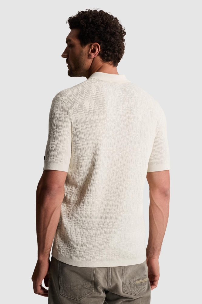 Cast Iron beige heren polo | Model achteraanzicht