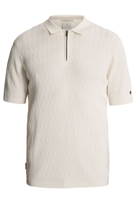 Cast Iron beige heren polo | Vooraanzicht