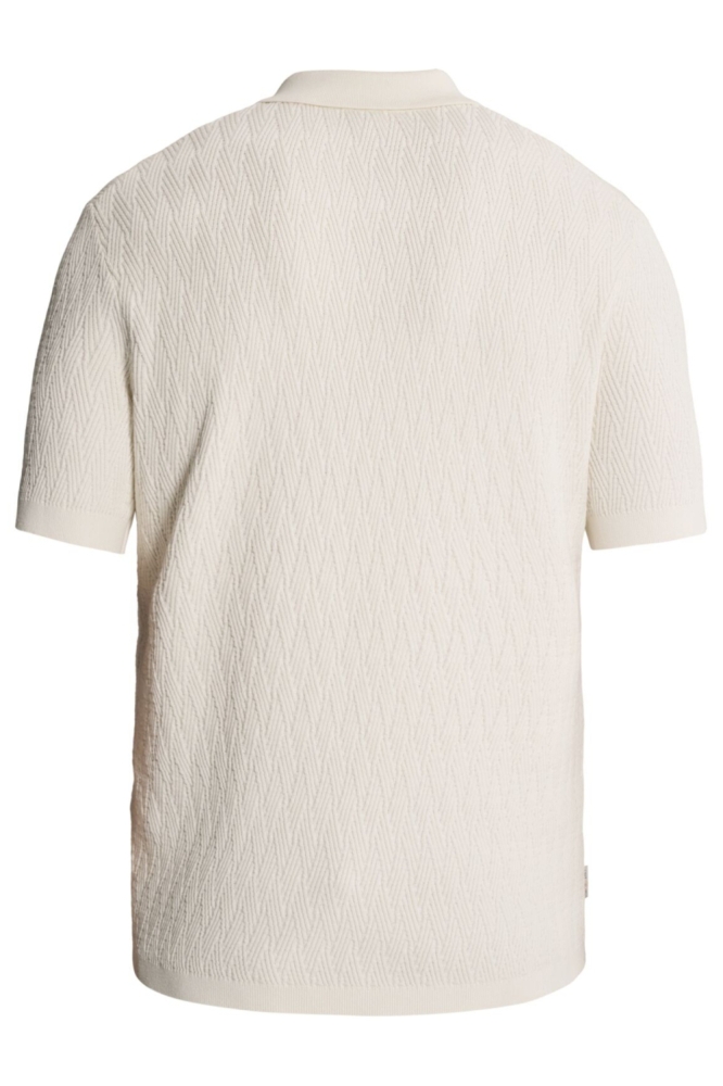 Cast Iron beige heren polo | Achteraanzicht