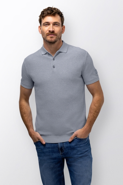 State of Art blauwe heren polo | Model vooraanzicht