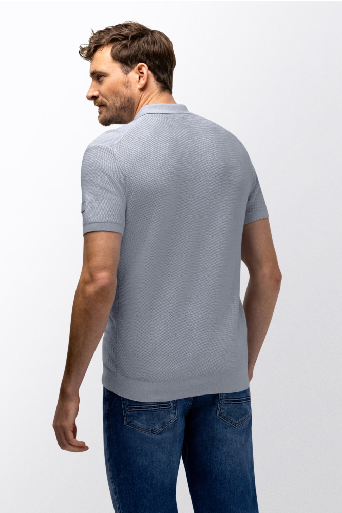 State of Art blauwe heren polo | Model achteraanzicht