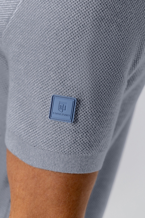 State of Art blauwe heren polo | Close up