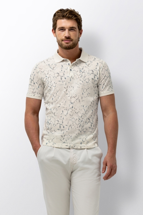 State of Art beige heren polo | Model vooraanzicht
